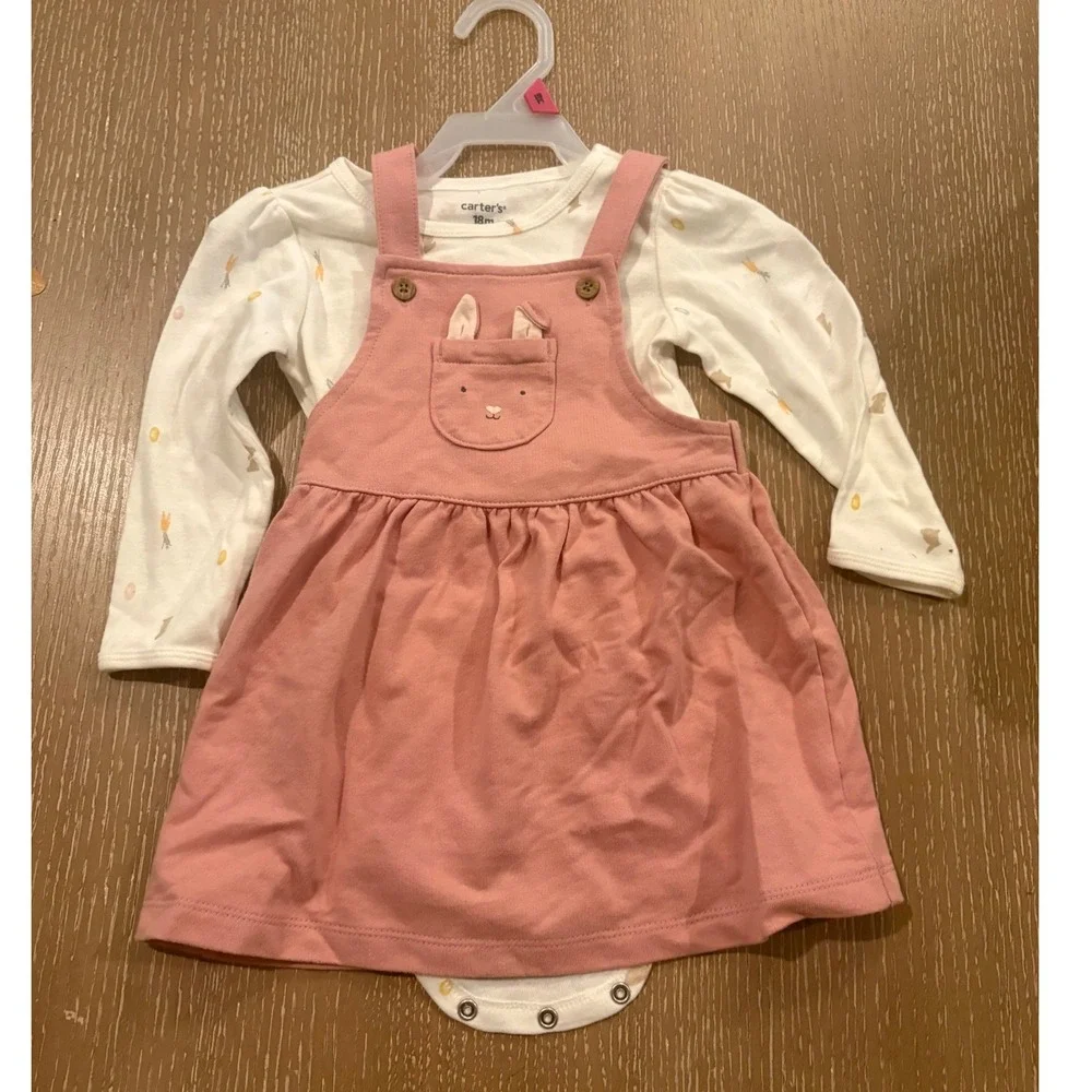 Carters and Bonnie Baby 18M‎ Girls Outfit Bundle Daisy Joggers and Bunny Dress